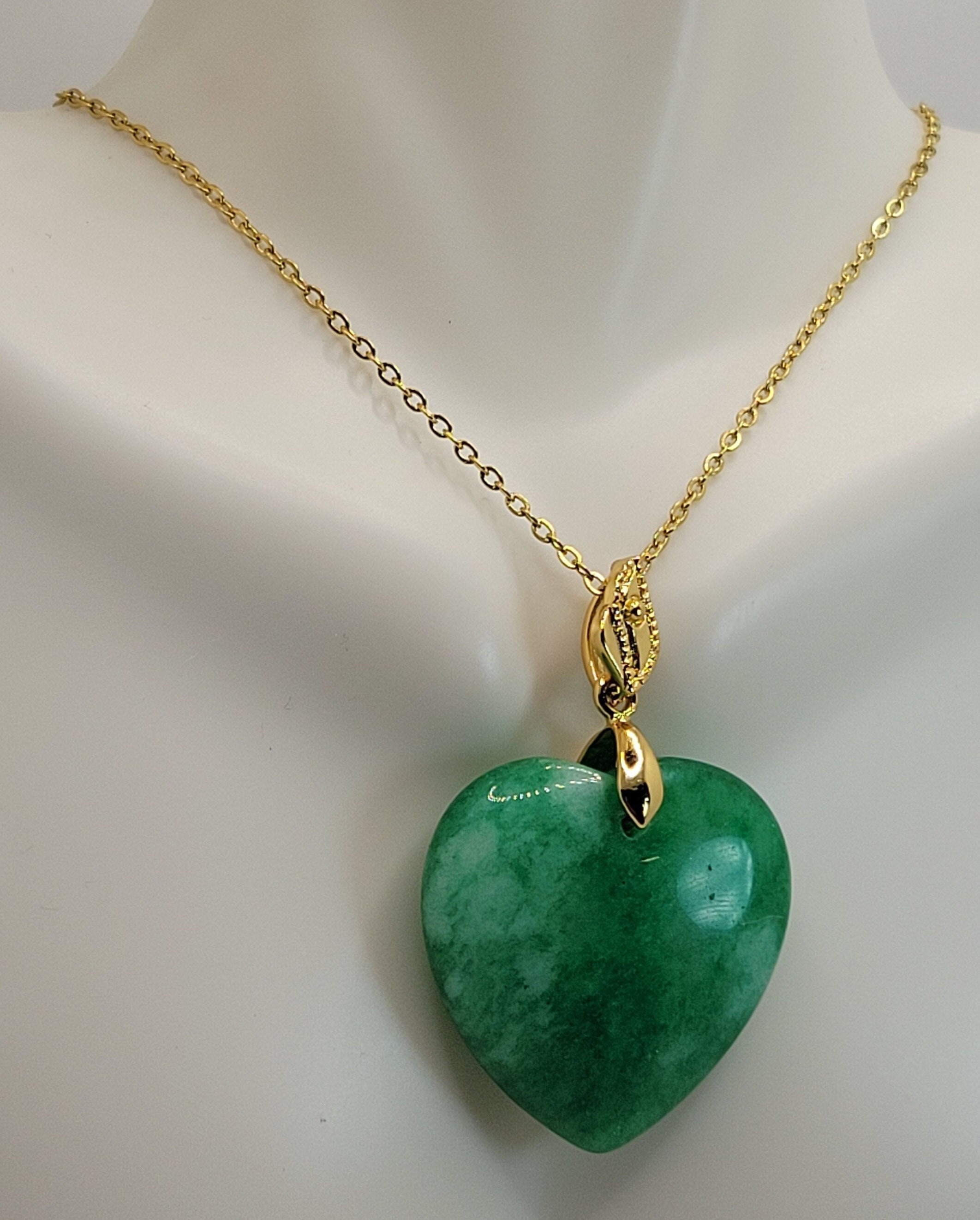 Green jade cheap heart necklace