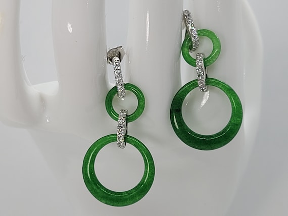 Green Jade Earrings | Jade Hoop Earrings | Antiqu… - image 7