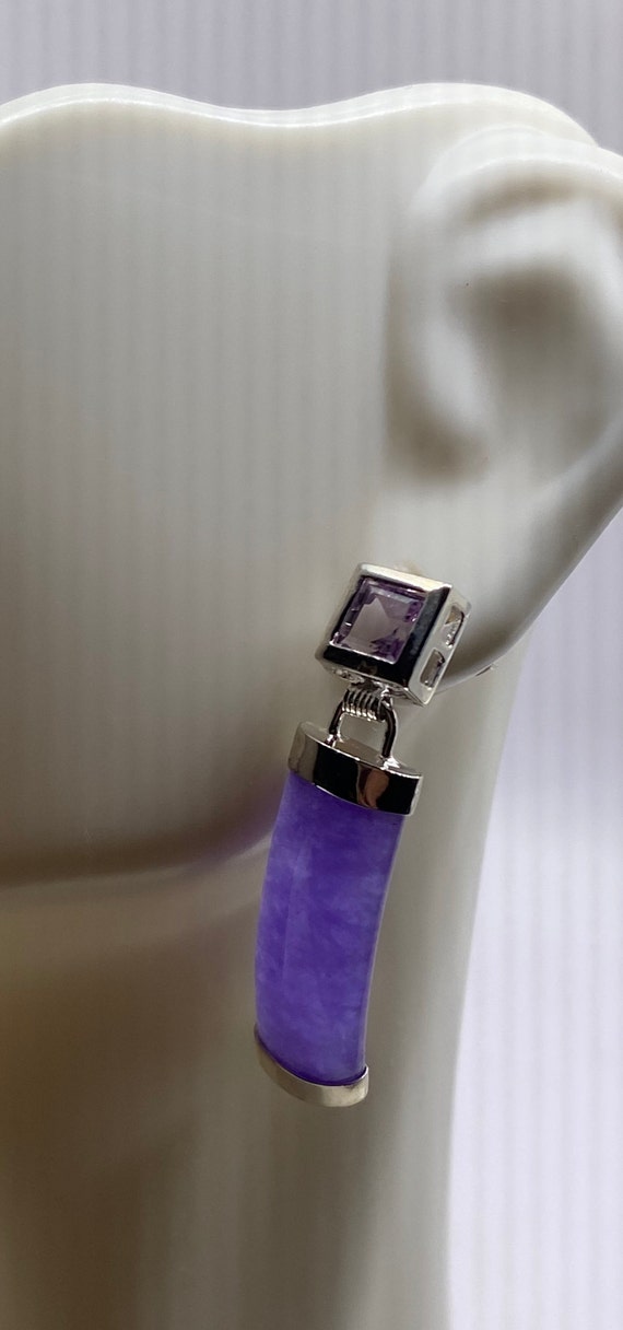 Purple Jade Amethyst Dangle Earrings| Purple Deco 