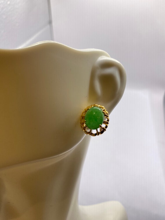 Golden Jade | Jade Stud Earrings - image 3