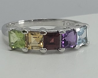 Vintage Gemstone Ring | Gemstone Cocktail Ring | Topaz Amethyst Garnet Citrine Peridot Ring | August Birthstone Gift for Her