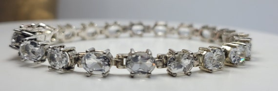 White Sapphire Tennis Bracelet | Clear Gemstones … - image 1