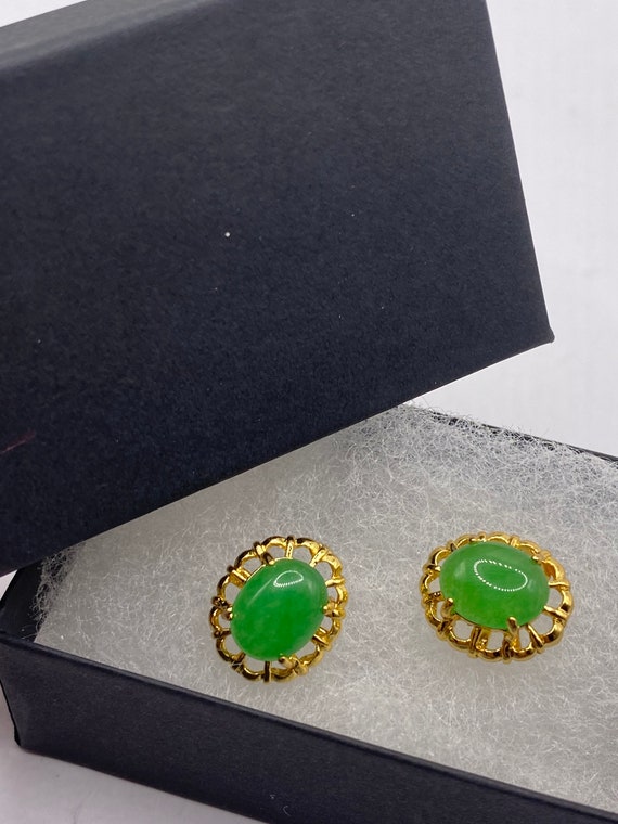 Golden Jade | Jade Stud Earrings - image 6