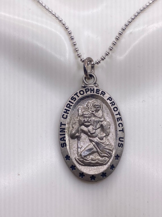 Vintage Saint Christopher Protection Amulet Neckl… - image 4