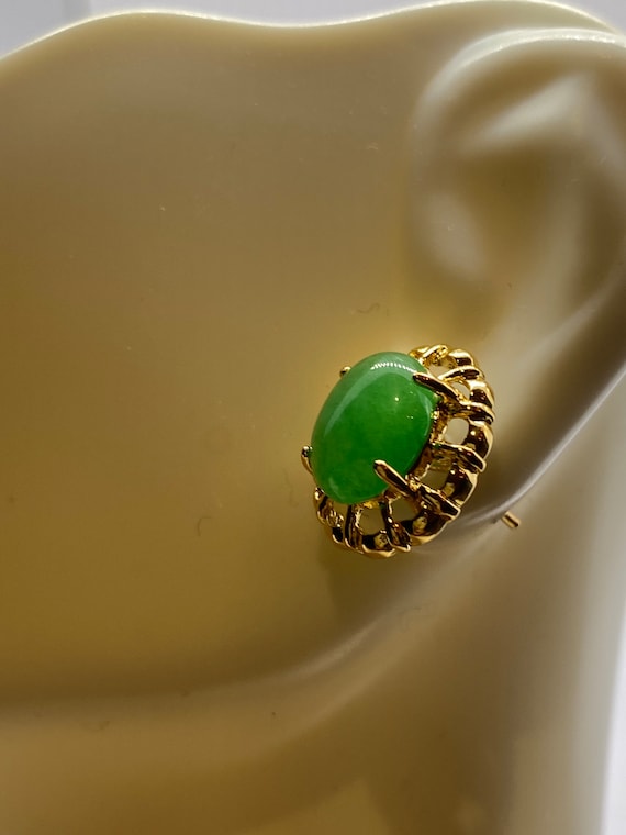 Golden Jade | Jade Stud Earrings - image 2