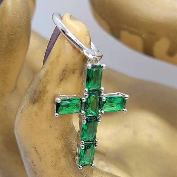 Green Cross Earrings | Green Gemstone Earrings | … - image 6