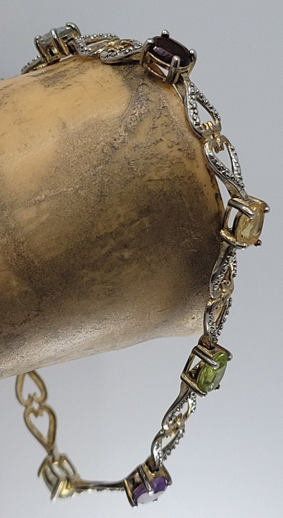 Vintage Gemstone Bracelet | Diamond Topaz Amethys… - image 2