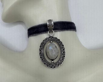 Vintage Moonstone Pendant Necklace | Stocking Stuffer | Gift for Her | Statement Jewelry