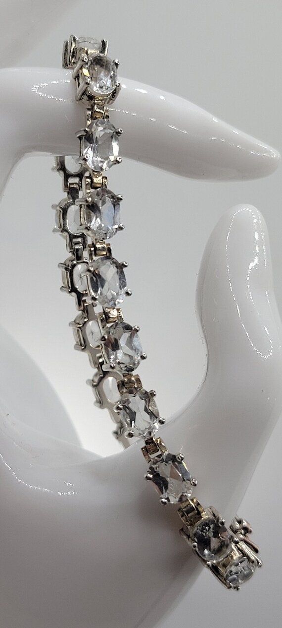 White Sapphire Tennis Bracelet | Clear Gemstones … - image 3