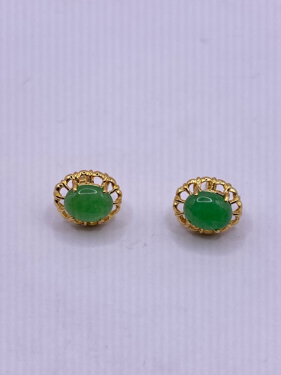 Golden Jade | Jade Stud Earrings - image 4