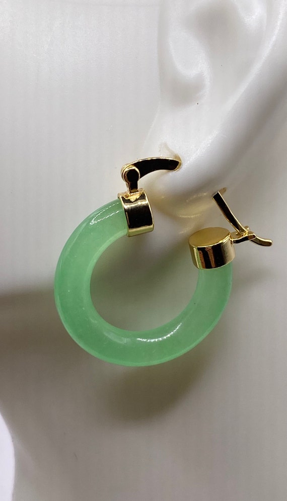 Green Jade Earrings | Jade Hoop Earrings | Antique