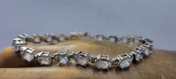 White Sapphire Tennis Bracelet | Clear Gemstones … - image 2