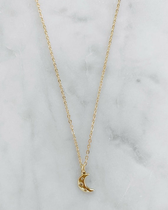 Crescent Moon Necklace Etsy