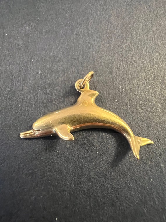 14K Gold Dolphin Charm - Pendant