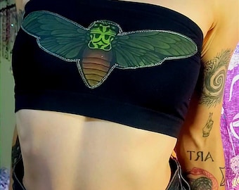 Ooak patchwork jade cicada tube top