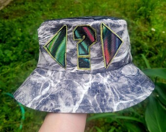 One of a kind  tipper patchwork bucket hat with flower of life symbol