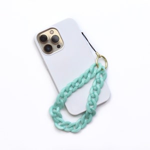 Encanto del teléfono Correa de teléfono / pulsera de eslabón de cadena de acrílico grueso Accesorio para teléfono verde menta