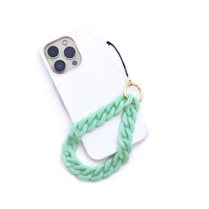 Phone Charm Chunky Acrylic Chain Link Phone Strap / Wristlet Matte Sea foam, Mint Green Phone Accessory