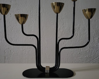 Vintage 1950's Modernist YSTAD Metall Sweden CANDLE HOLDERS Brass