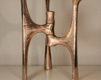 Harjes metal art table lamp Bremen bronze handicraft polished