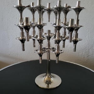 11 candelabros Orion pulidos con soporte BMF Quist Nagel Stoffl, estilo vintage de los años 70, cromado plateado.