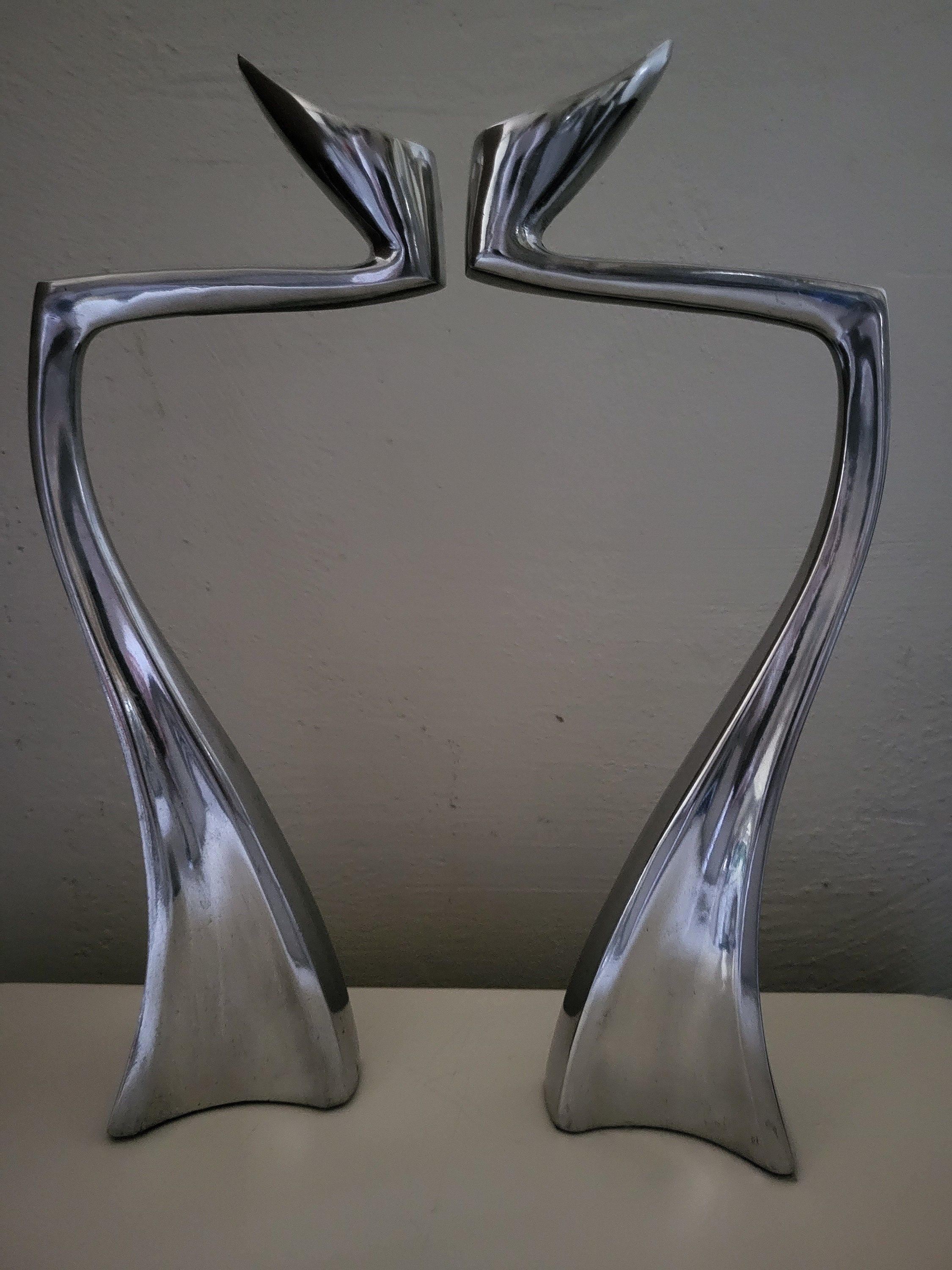 Aluminum Arclumis Swan Candlesticks by Matthew Hilton for SCP England, 1987