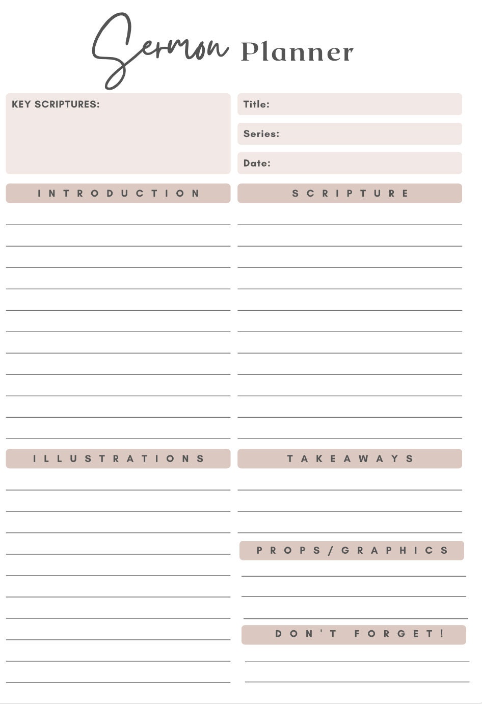 Sermon planner etsy