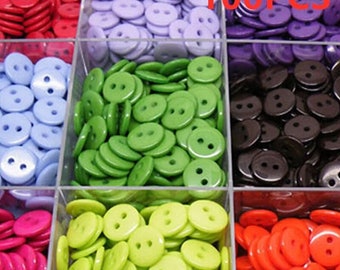 9mm 11mm 15mm 20mm Plastic 2 hole round buttons mixed colour|Preorder