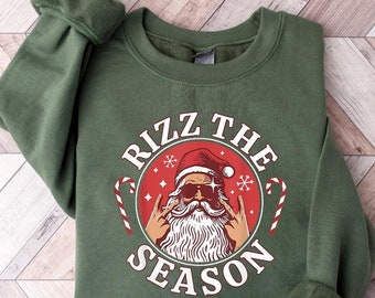 Rizz the Season Sweatshirt, Merry Rizzmas Shirt, W Rizz Christmas shirt, Rizzler Santa Claus Shirt, Rizzler Shirt, Funny Santa Sweatshirt