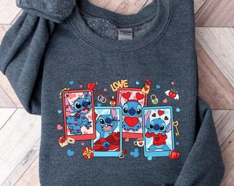 Sudadera de Stitch para San Valentín, camiseta cómoda de Stitch, camiseta de Disney para San Valentín, regalo para amantes de Stitch, camiseta de Stitch Love, camiseta Love, camiseta de San Valentín
