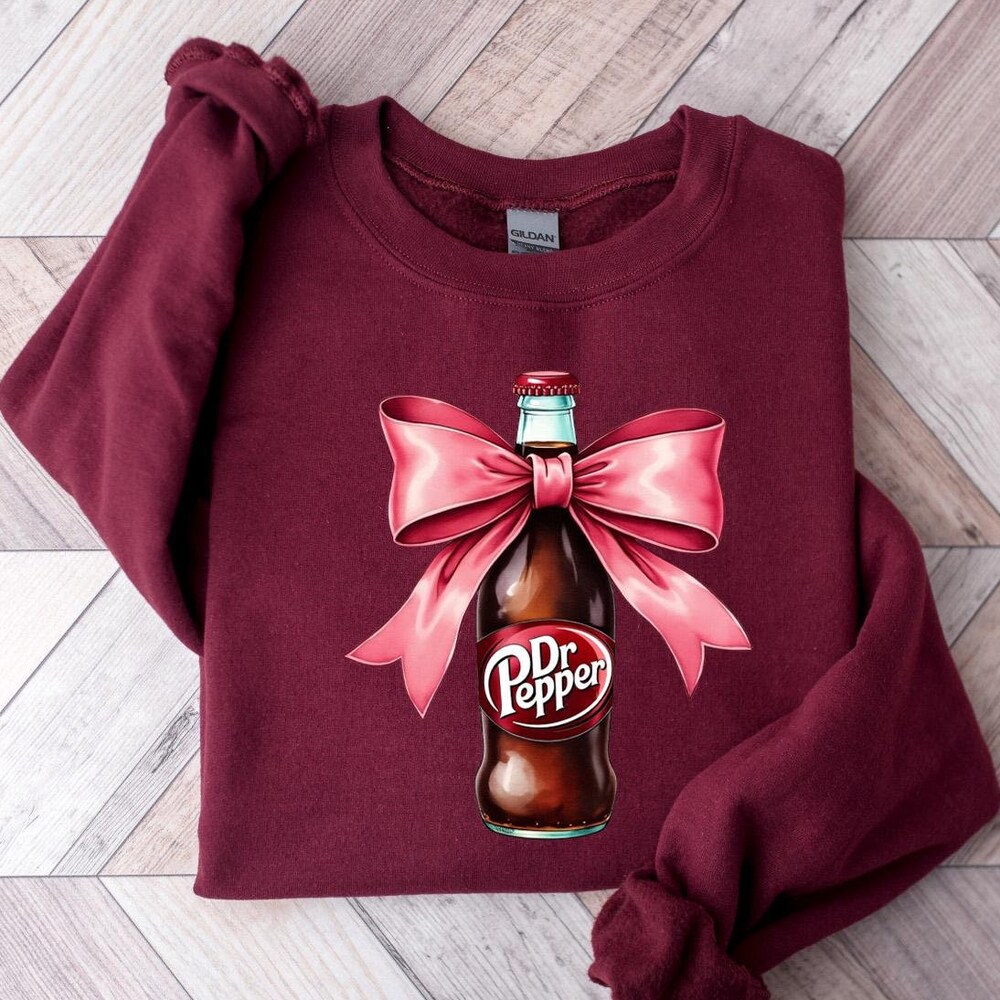 Dr Pepper Pink Bow Coquette Sweatshirt, Cute Pink Soda Drink Shirt, Dr.Pepper T-Shirt, Aesthetic Girly Tee, Dr Pepper Lover Gift, Soda Lover Hoodiehome Store Vividshirts