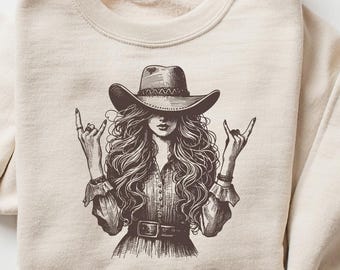Sweat cow-girl, chemise de rodéo, chemise country, t-shirt cow-girl rétro, t-shirt concert country, t-shirt graphique western pour femme, t-shirt western