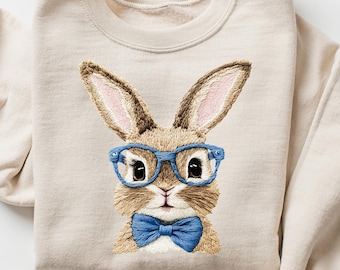 Cute Easter Bunny Sweatshirt, Easter Rabbit Sweater, Easter Bunny Hoodie, Easter Gift for Mom, Kids Easter Sweatshirt, Retro Bunny Shirt