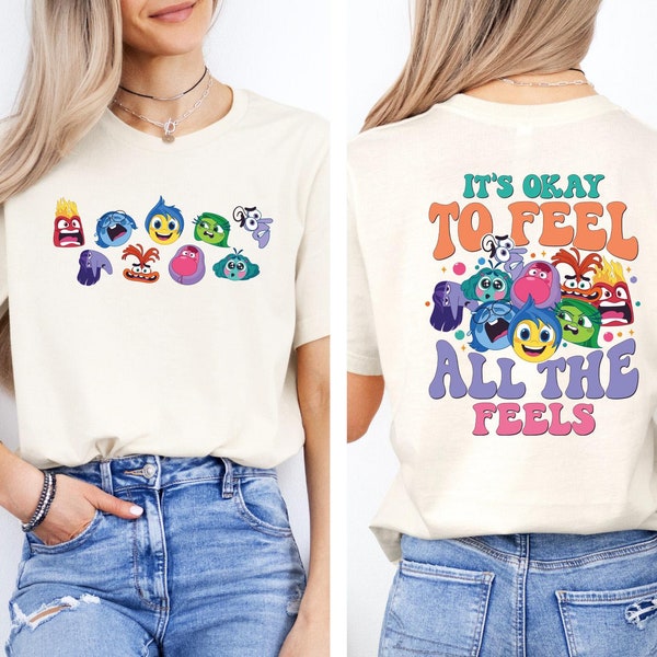 Double Sided Inside Out Character Shirt, Custom Inside Out T-shirt, Inside Out 2 Movie Shirt, It's Okay To Feel All The Feels, Emotional Tee