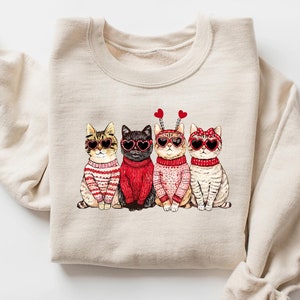 Valentine Cat Sweatshirt, Cute Valentines Sweatshirt, Cat Lover Shirt, Cat Shirt, Valentines Shirt, Cat Lover Tee, Cat Mom, Valentines Gift