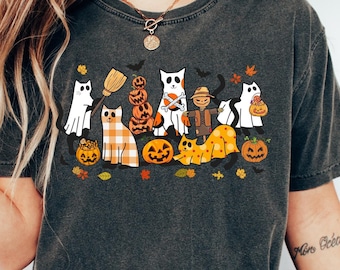 Halloween Sweatshirt,Cat Sweatshirt,Ghost Shirt Black Cat Shirt,2024 Spooky Seas Cool Halloween Cat Shirt Cat Lover Tshirt Halloween Sweater
