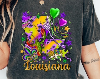 Mardi Gras Shirts For Woman, Saints Shirt, Fat Tuesday Shirts, Flower de luce Shirts, Louisiana Sweatshirts, Mardi Gras Day Sweatshirts