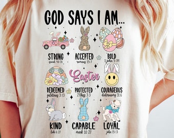 Osterhasen-Shirt, christlicher Ostern-Pullover, Gott sagt, ich bin Ostern Rundhalsausschnitt, Osterhasen-Shirt, christliches Ostern-T-Shirt