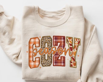 Cozy Season Sweatshirt, Retro Fall Sweatshirt, Get Cozy Sweatshirt, Womens Fall Sweaters, Fall Graphic Tee, Women Fall Shirt,Sweater Weather