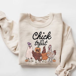 Halloween Chick or Treat Sweatshirt, Halloween Chicken Sweatshirt, Halloween Funny Chicken Shirt, Ghost Chicken Shirt, Chicken Lovers Shirt