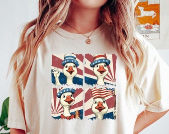 Patriotic Goose Shirt, Funny 4th of July Goose Shirt, America Flag T-shirt, Independence Day Shirt, Funny 4th of July Animal Shirt