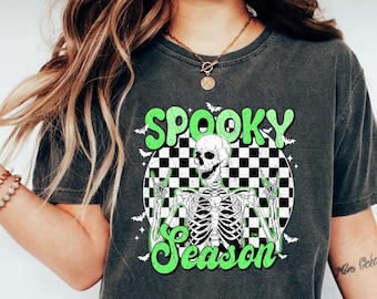 Camiseta de esqueleto de temporada espeluznante, camiseta retro de Halloween, camiseta de esqueleto, camiseta de esqueleto espeluznante, regalo para Halloween, camiseta de esqueleto retro de Halloween