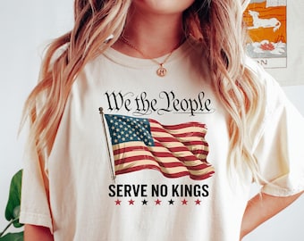 Camiseta "Sem Reis na América" Anti-Trump, Camiseta de Protesto, Camiseta Democrática, Presente de Protesto para Anti-MAGA, Camiseta Patriótica, Nós, o Povo, Sem Reis na América