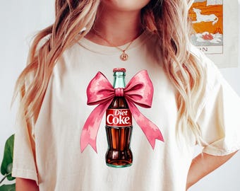 Diet Coke Pink Bow T-shirt, Coquette Diet Coke Lover Sweater, Trendy Sweatshirt For Diet Coke Fan, Gift For Diet Coke Lover, Gift for Her