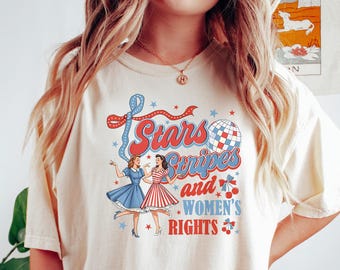 Camiseta con estrellas y rayas y derechos humanos, camiseta de protesta del 4 de julio, camiseta gráfica con estrellas y rayas, camiseta roja, blanca y azul