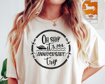 Aww Ship It's an Anniversary Trip Matching Shirt, Bachelorette Cruise Party Shirt, Honeymoon Couple Vacation Trip Tshirt, Family Cruise Tee