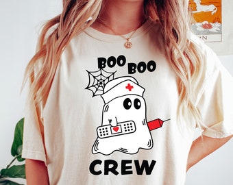 Camisa Boo Crew, Camisa de enfermera de Halloween, Camisas lindas de Halloween fantasma, Camisas de enfermera fantasma de Halloween, Camisas divertidas de Halloween, Camisa linda de enfermera