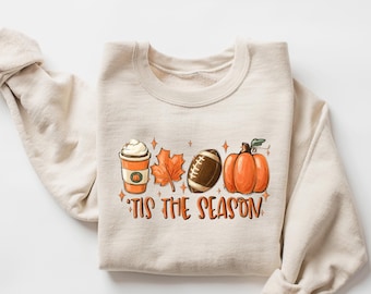 Sudadera Tis The Season de otoño, sudadera de fútbol de otoño, camiseta de fútbol, sudadera de Halloween, camiseta de temporada de otoño, sudadera Tis The Season