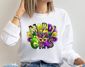 Mardi Gras Shirt, Adult Mardi Gras Sweatshirt, New Orleans Tee, Womens Mardi Gras Sweatshirt, Nola Shirt, Fat Tuesday Long Sleeve Shirt