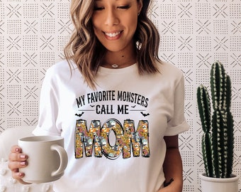 My Favorite Monsters Call Me Mom Halloween Shirt Retro Halloween Mom Tee Spooky Shirt Halloween Mama Shirt Fall Sweatshirt Halloween Gifts